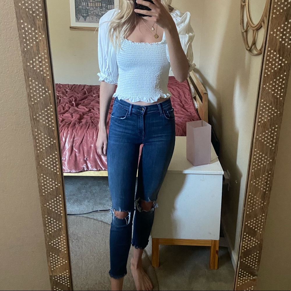 J Brand Mid Rise Distressed Skinny Jean